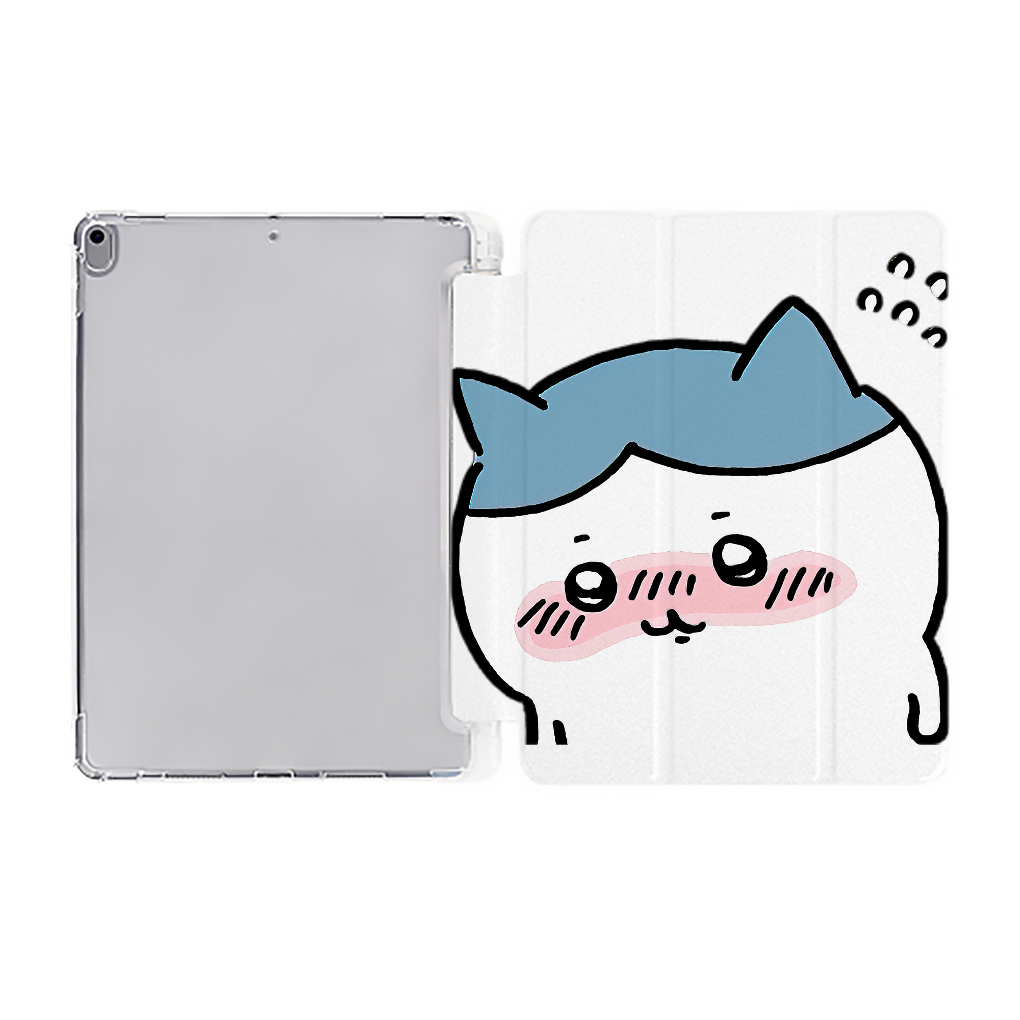 （画像用） ちいかわ ハチワレ Chii-kawa hachiware IPad ケース ペン収納付き 三つ折りスタンド PUレザー×シリコン 対応機種9.5/10.5/10.9インチ